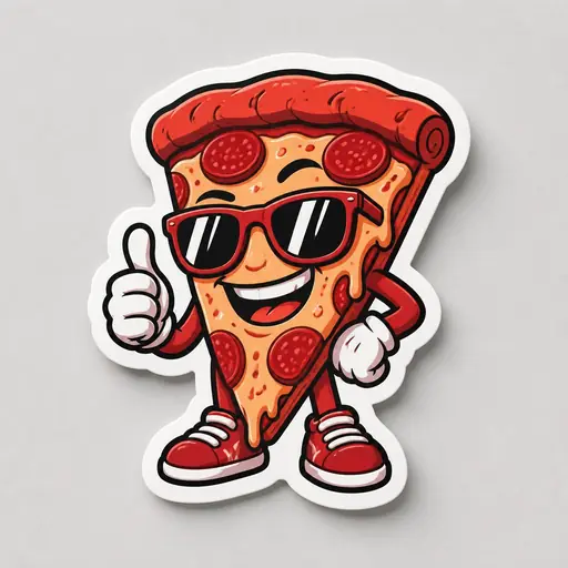 Pizza slice mascot sticker mockup