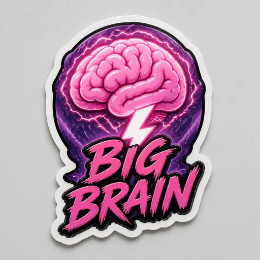 Big brain energy sticker mockup