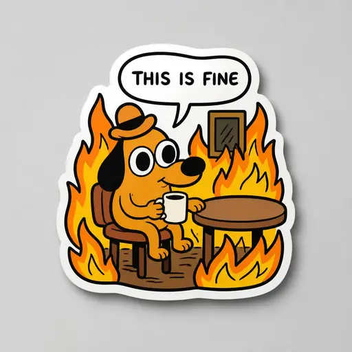 This is fine sticker mockup