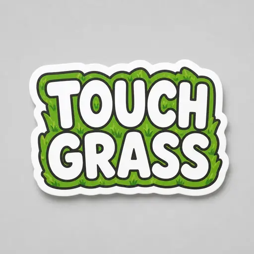 Touch Grass meme sticker mockup